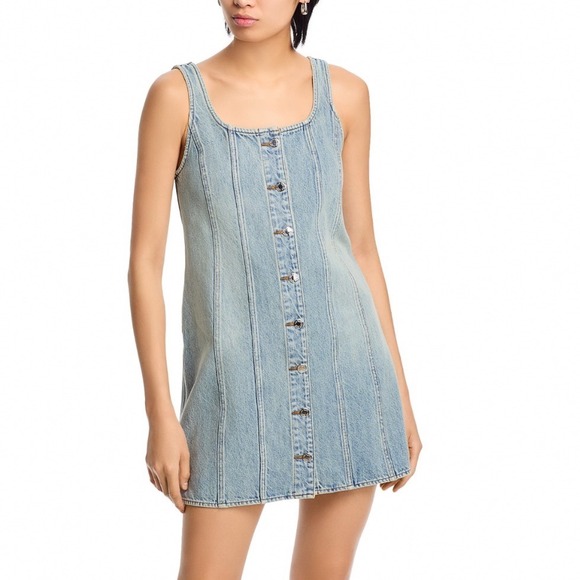rag & bone Dresses & Skirts - Rag & Bone Laney Denim Mini Dress Rockaway Light Wash Blue Button Front Size 0